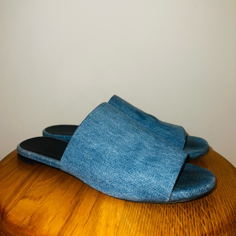 Robert Clergerie Blue Denim Slide Sandals